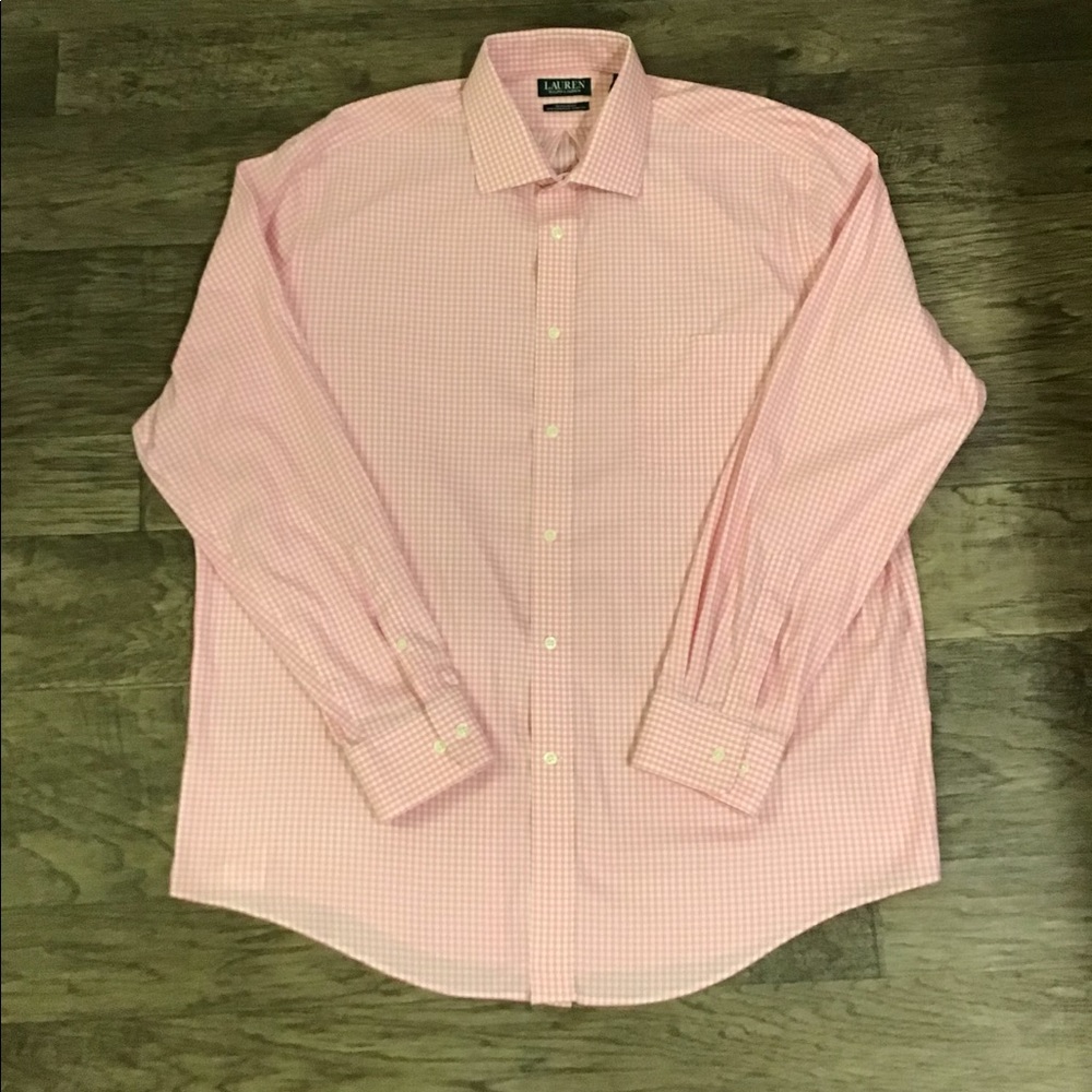 Lauren Ralph Lauren Men’s Button Down Pink Gingham Long Sleeve Shirt Size XL